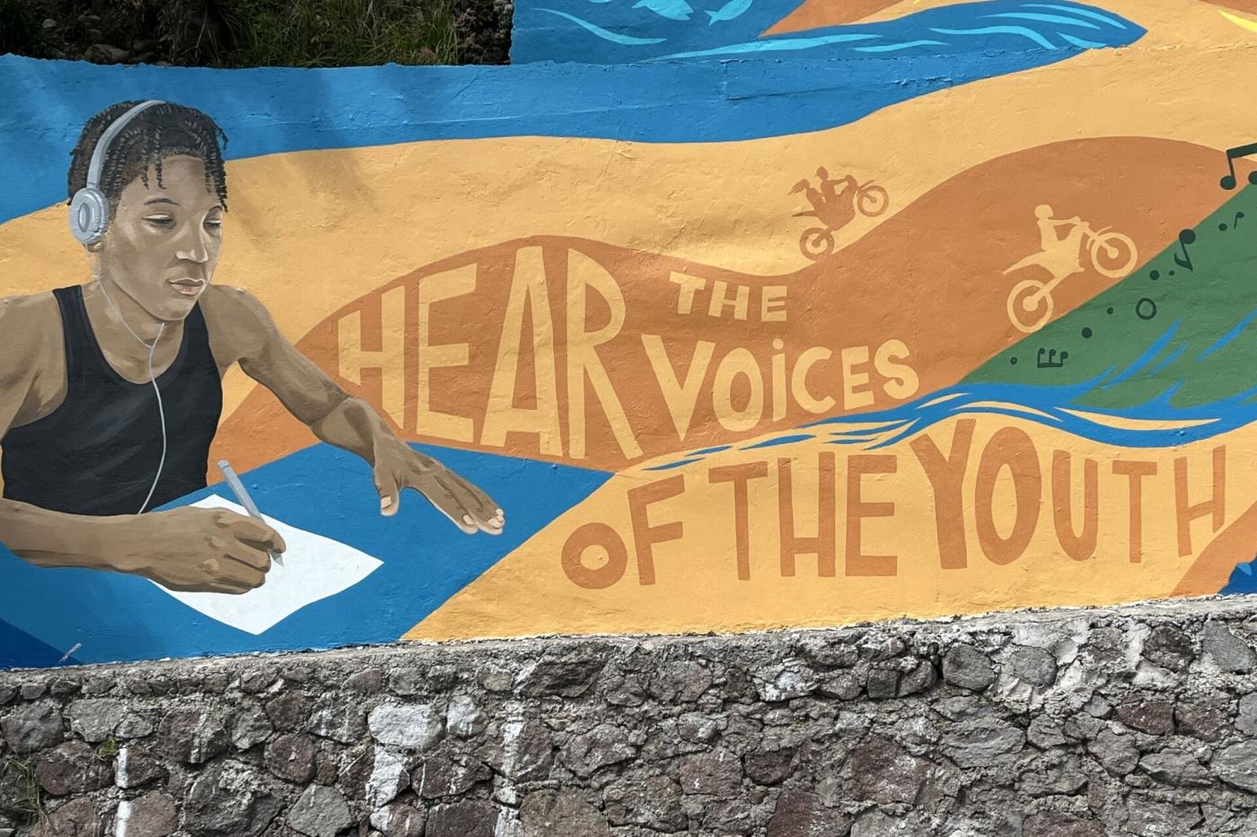 Rotsschildering gemaakt met jongeren door The Spot