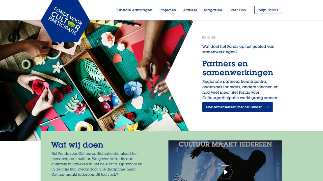screenshot van onze nieuwe website