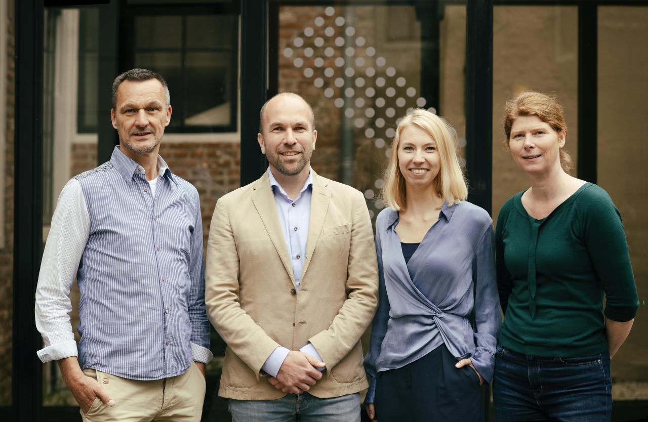 Het team erfgoed; van links naar rechts Arie Koelemij, Jan ten Berge, Caro Burggraaf en Judith Pors